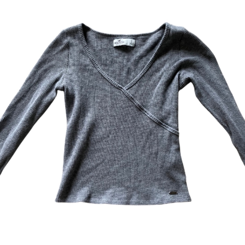 Hollister Grey Long Sleeve Fitted Top